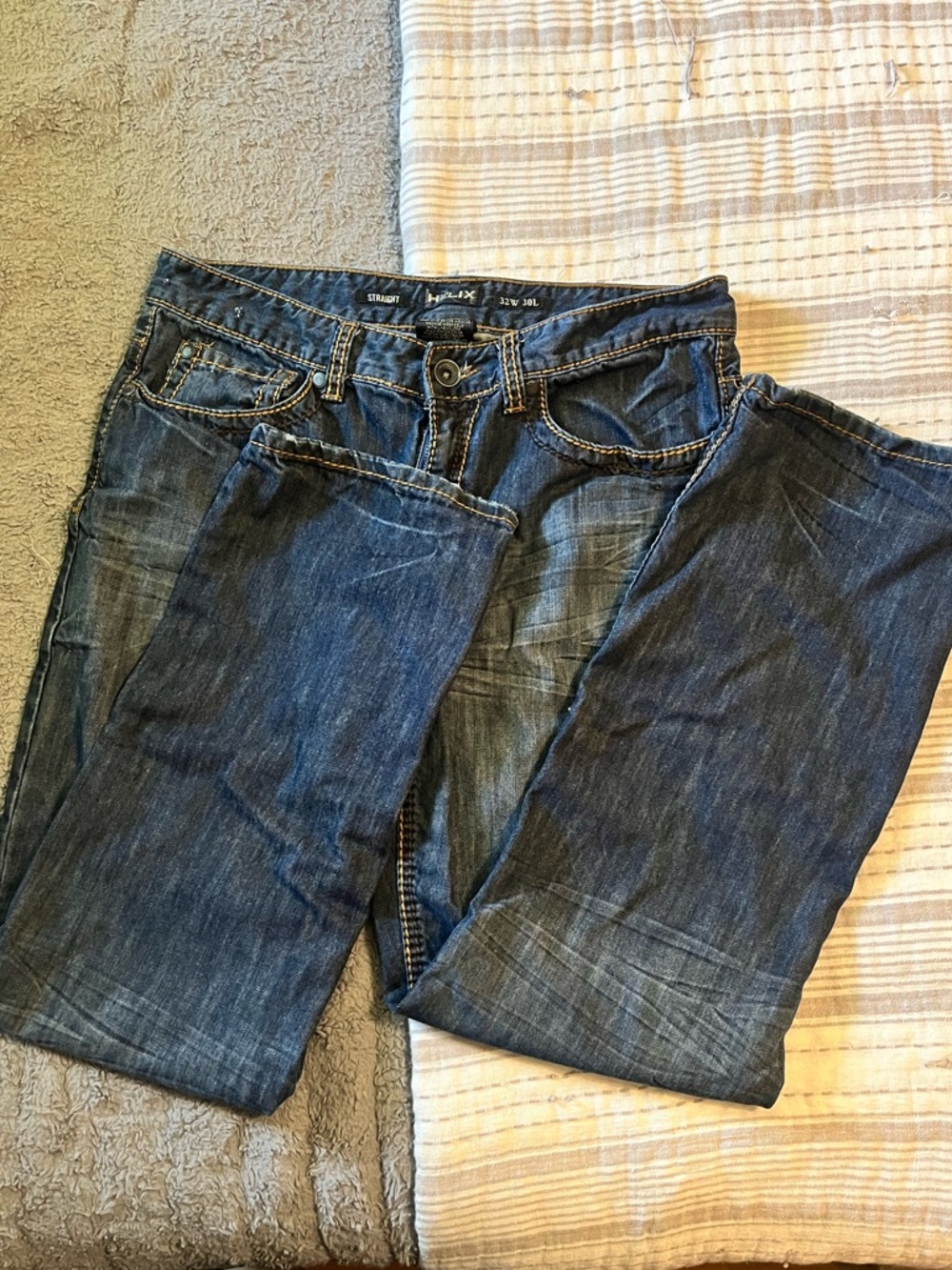 Helix Men's Dark Indigo Straight Leg Jeans | 32x30